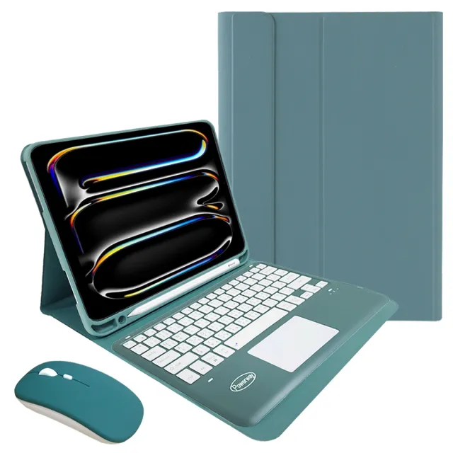 Powerway For 2024 iPad Pro 13吋-M4-平板專用樂控型藍牙鍵盤-皮套(送同色無線滑鼠)
