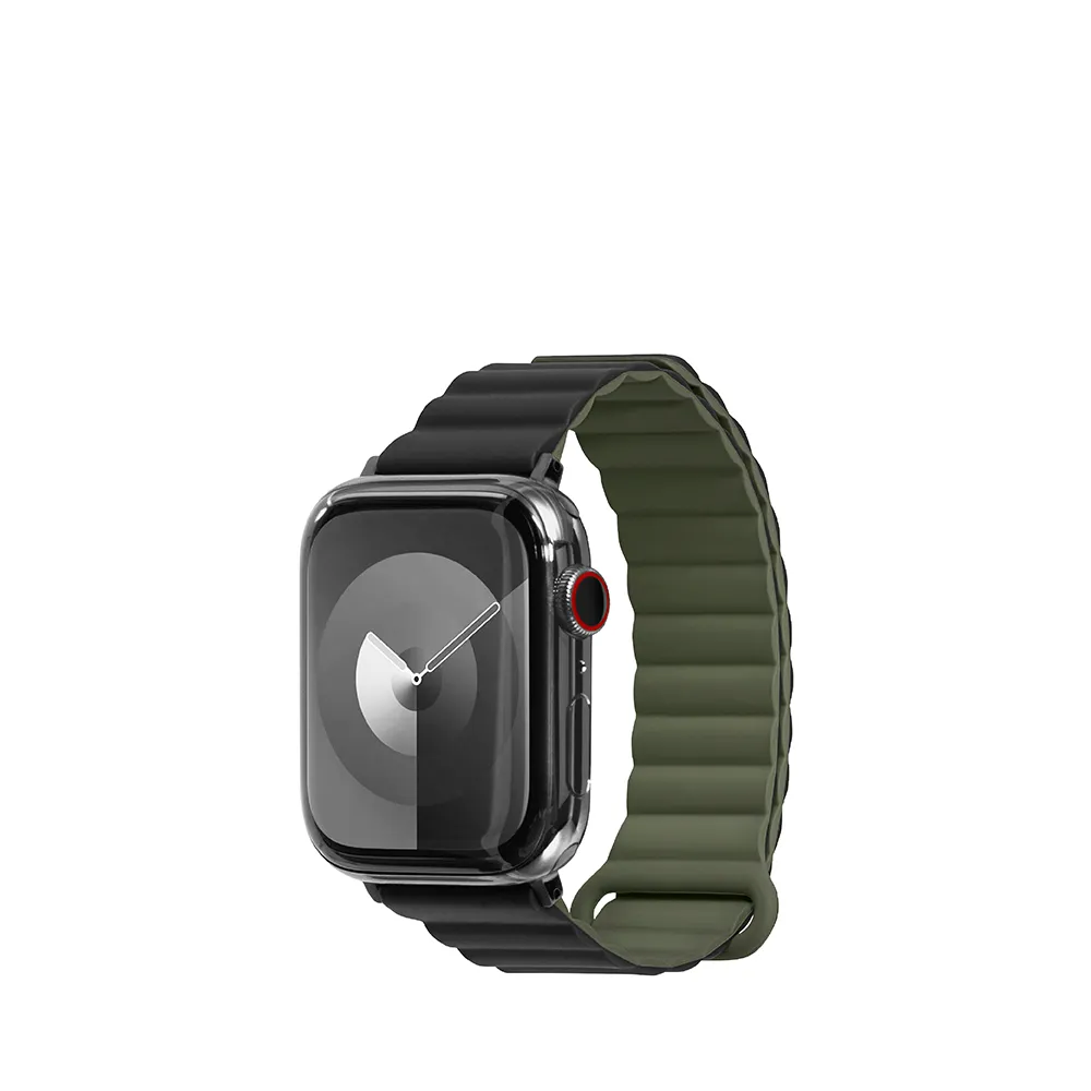 【LAUT 萊德】Apple Watch 38/40/41/42（S10）mm 撞色矽膠錶帶-黑(手錶帶)