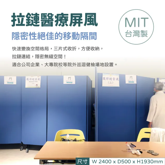 【林製作所】ZipLink拉鏈連結醫療巡診屏風(巡迴健檢或展場使用/高隱密性/折疊收納/多色可選/台灣製造)