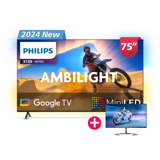 【Philips 飛利浦】75型4K QD Mini LED 144Hz VRR Google TV 智慧顯示器(75PML9109)