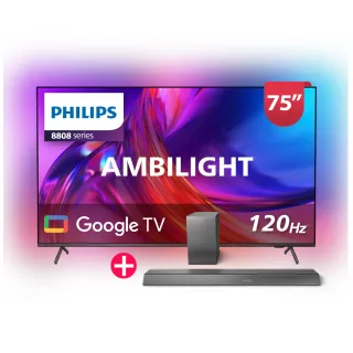 【Philips 飛利浦】75吋4K 120hz Google TV智慧聯網液晶顯示器(75PUH8808)