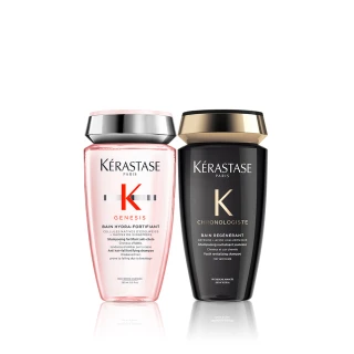 【KERASTASE 巴黎卡詩】髮浴250ml二入組(黑鑽極萃逆時+粉漾芯生清爽型)