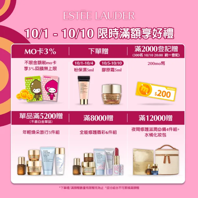 【Estee Lauder 雅詩蘭黛】特潤家族超級新品組(精華霜膜65ml+潔顏蜜15ml+小棕瓶7ml+亮眼霜5ml/週年慶)