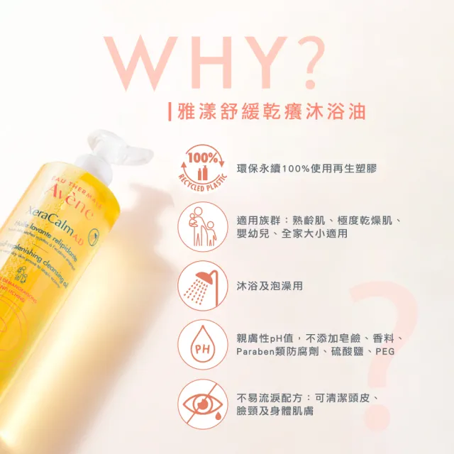 【Avene 雅漾官方直營】舒緩乾癢沐浴油400ml(嬰幼沐浴泡澡/益膚推薦)