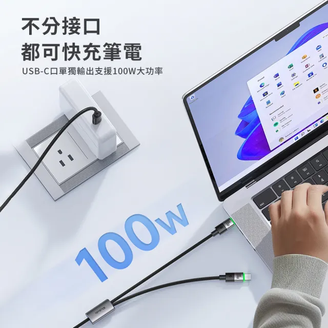 【Mcdodo】麥多多 100W 一分二 Type-C to Type-C/Type-C 150cm快充充電線(CA-6740)