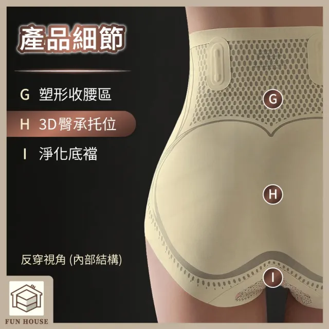 【FUN HOUSE】高腰提臀收腹內褲(束腹褲 束腹內褲 收腹內褲 收腹褲 束褲 塑身褲 提臀褲)