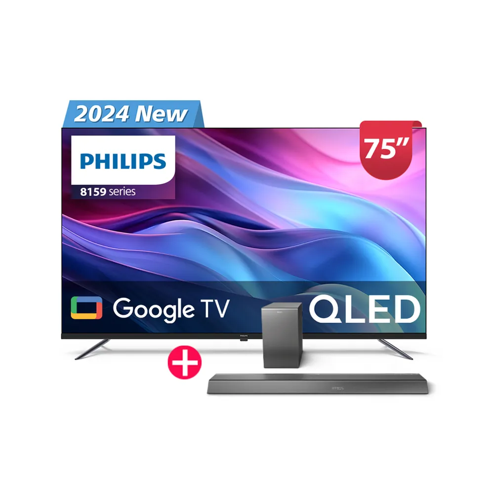 【Philips 飛利浦】75型4K QLED Google TV 智慧顯示器(75PQT8159)