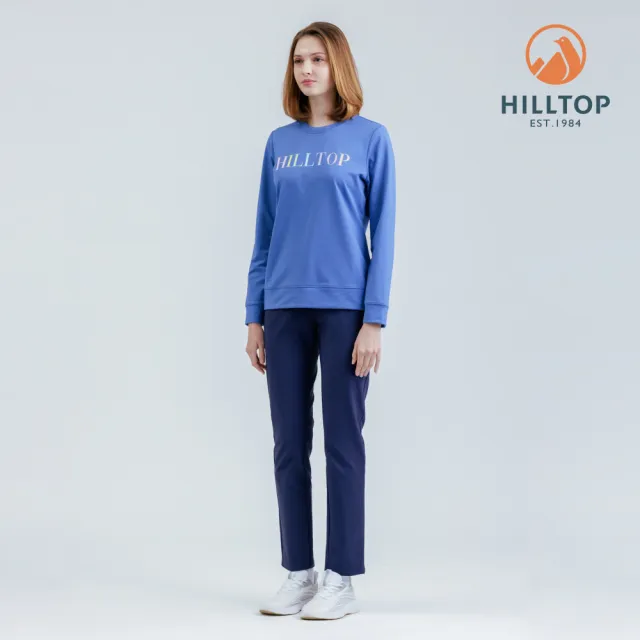 【Hilltop 山頂鳥】石墨烯POLYGIENE抗菌吸濕快乾抗UV保暖彈性印花刷毛上衣 女款 藍｜PH51XFM7ECE0