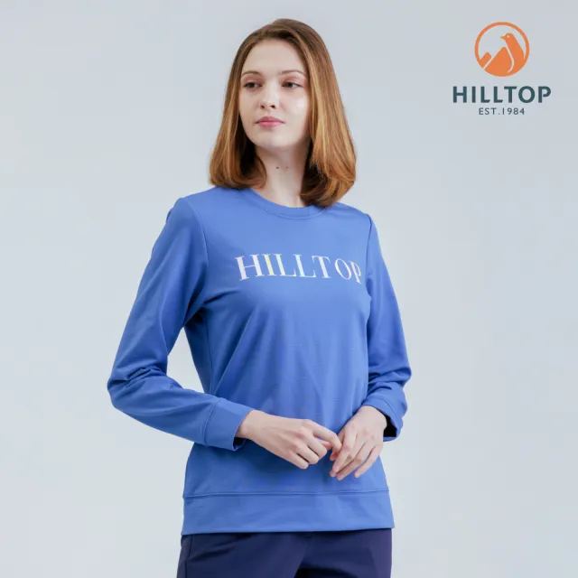 【Hilltop 山頂鳥】石墨烯POLYGIENE抗菌吸濕快乾抗UV保暖彈性印花刷毛上衣 女款 藍｜PH51XFM7ECE0