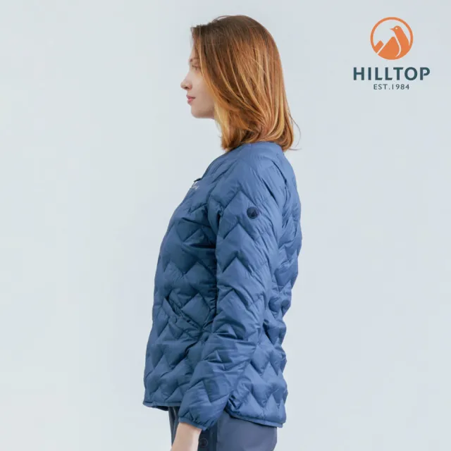 【Hilltop 山頂鳥】超潑水石墨烯保暖蓄熱羽絨短大衣外套 可銜接GORE-TEX外件 女款 藍｜PF22XF28ECE0