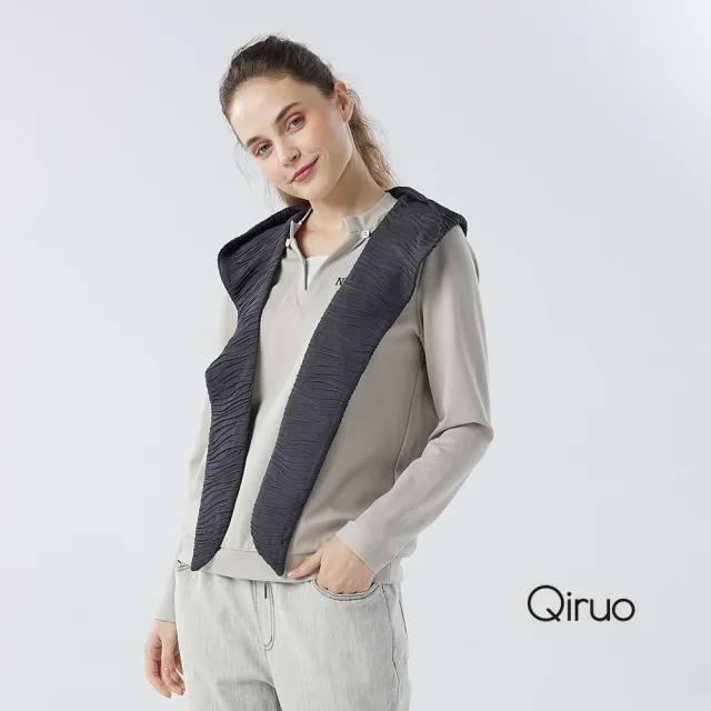 【Qiruo 奇若名品】中厚棉 披肩造型灰長袖上衣6021A 