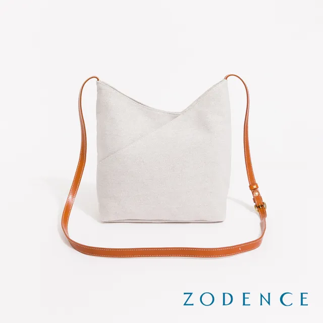 【ZODENCE 佐登司】DION德國帆布門襟剪裁斜背包(貴族白)