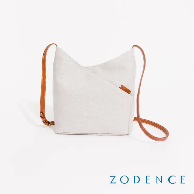 【ZODENCE 佐登司】DION德國帆布門襟剪裁斜背包(貴族白)