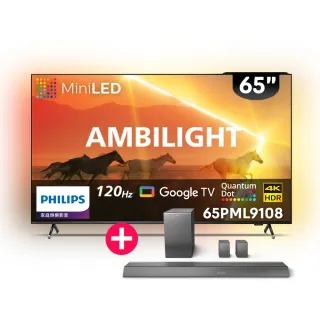 【Philips 飛利浦】65吋4K 120Hz QD Mini LED Google TV 智慧顯示器(65PML9108)