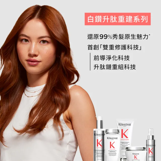 【KERASTASE 巴黎卡詩】白鑽升肽重建髮浴250ml+髮膜200ml