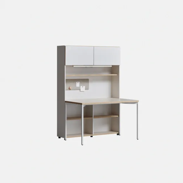 【DESKER】DESK SET 韓國設計監製 1200型 五層書桌組 120*60*174cm（收納型含燈）(辦公桌/專人組裝)