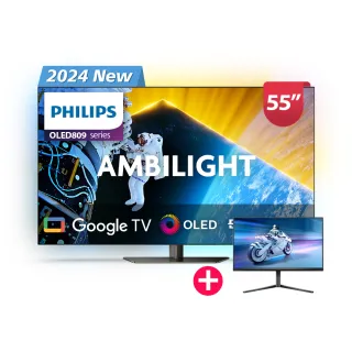 【Philips 飛利浦】55型4K OLED 144Hz VRR Google TV智慧聯網顯示器(55OLED809)