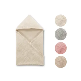 【KU.KU. 酷咕鴨】KUKU PLUS雲朵皺布六層紗布連帽浴巾80x80cm(蓋毯/哺乳巾/抱巾)