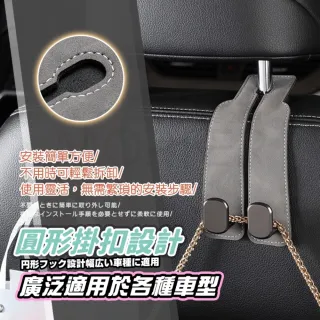 【MorTer】車用椅背掛勾 汽車掛勾-絨面翻毛皮(輕奢皮 汽車掛鉤 金屬 椅背掛勾 汽車椅背掛勾 車內掛勾)
