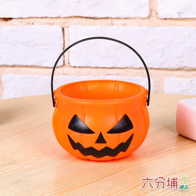 【六分埔禮品】萬聖節三角眼南瓜桶11x7cm-2入組(擺飾派對糖果餅乾袋討糖袋糖果桶兒童手提桶裝飾佈置)
