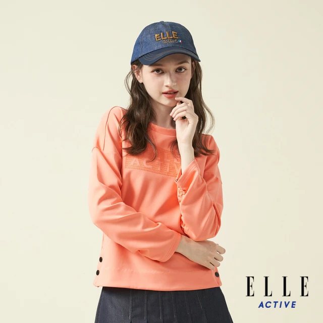 ELLE ACTIVE 女款 圓領長袖上衣-橘色(EA24A2W1701#64)