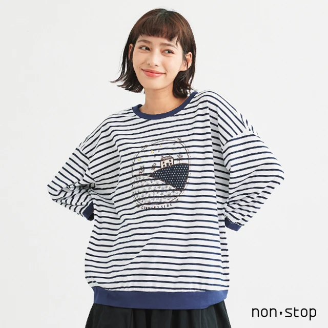 non-stop 甜蜜的家刺繡寬版T恤-2色