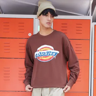 【Dickies】男款卡布奇諾棕胸前品牌經典三色Logo印花設計休閒大學T｜DK0A884CK47