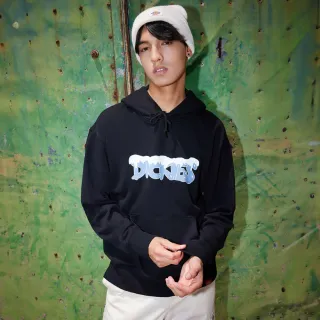 【Dickies】男款黑色胸前趣味Logo文字印花設計休閒連帽大學T｜DK0A88CTBLK