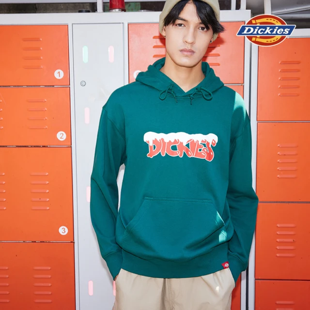 Dickies 男款雨林綠胸前趣味Logo文字印花設計休閒連帽大學T｜DK0A88CTJ60