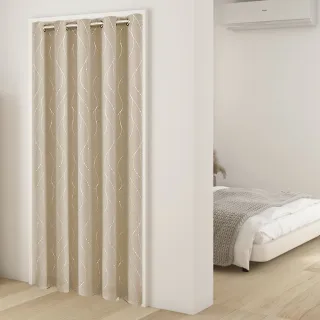 【PLUSIEURS】穿環燙銀曲線窗簾 隔間 擋冷氣(單件 寬130*高210公分)