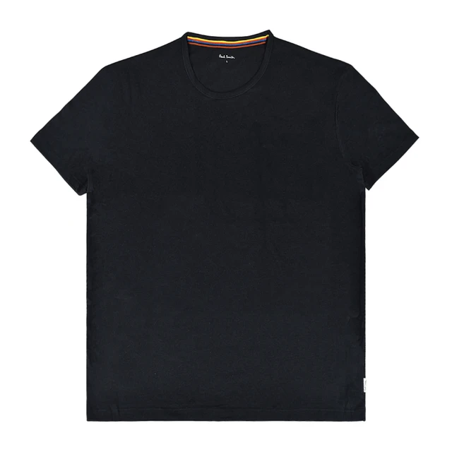 Paul Smith PAUL SMITH白字LOGO後領彩色條紋純棉圓領短袖T恤(男款/黑)