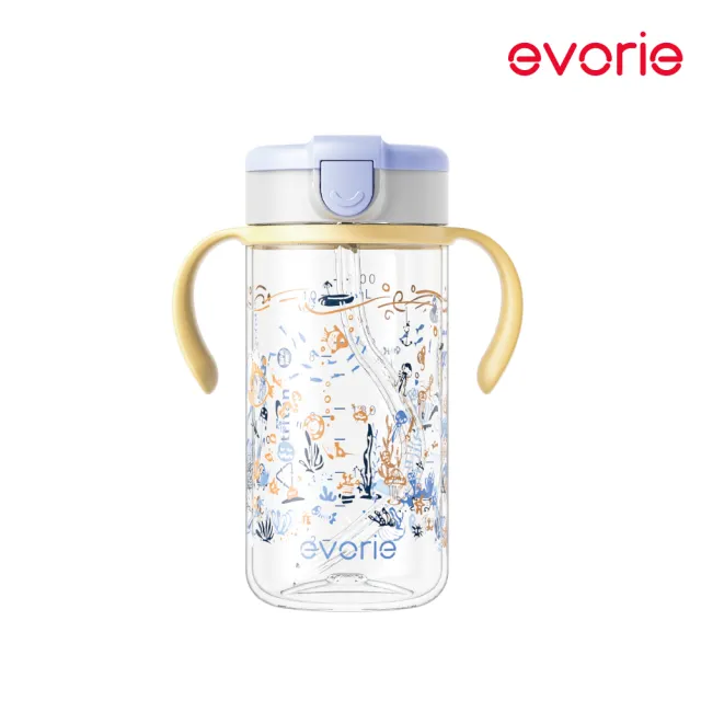 【Evorie】Tritan 200mL+300mL學飲吸管水杯組(總代理公司貨/微笑水杯)