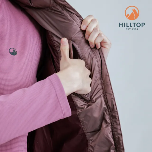 【Hilltop 山頂鳥】超潑水石墨烯保暖蓄熱羽絨可拆袖短大衣外套 可銜接GT外件 女款 玫瑰粉｜PF22XF29ECH0