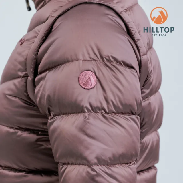 【Hilltop 山頂鳥】超潑水石墨烯保暖蓄熱羽絨可拆袖短大衣外套 可銜接GT外件 女款 玫瑰粉｜PF22XF29ECH0