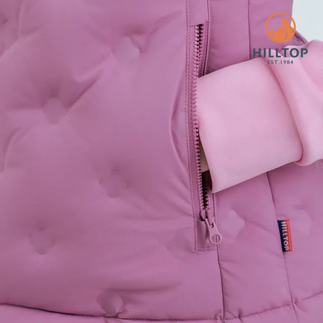 【Hilltop 山頂鳥】無縫超潑水石墨烯保暖蓄熱羽絨外背心 女款 紅｜PF25XFH8ECH0