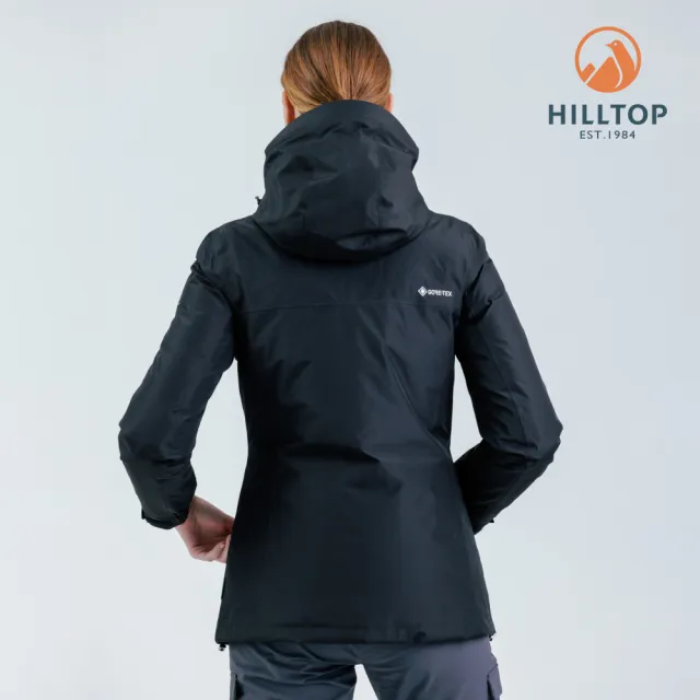 【Hilltop 山頂鳥】GORE-TEX施華洛世奇水鑽防水透氣防風短大衣外套 可銜接內件 女款 黑｜PH22XF13ECA0