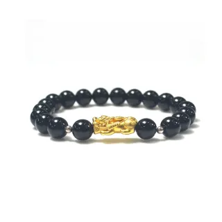 【金石工坊】招財進寶純銀鍍金貔貅手鍊(小)