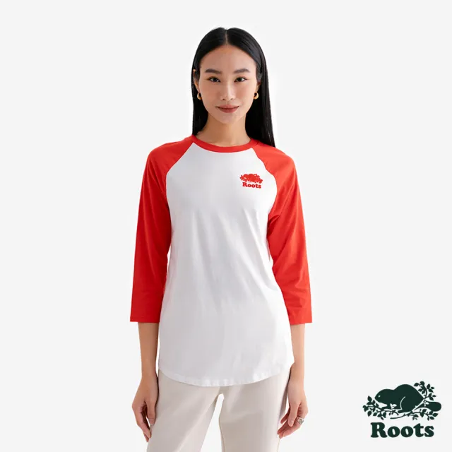 【Roots】Roots女裝- COOPER BASEBALL 長袖上衣(紅色)