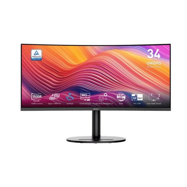 【MSI 微星】Modern MD342CQP 34型 VA UWQHD 120Hz 美型曲面螢幕(Type-C/內建喇叭/TUV護眼)