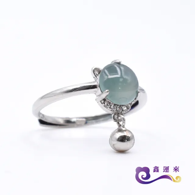 【鑫運來】◎藍水翡翠貓咪銀戒