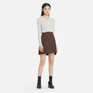 【KeyWear 奇威名品】側假開襟帶蓋棉短裙