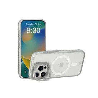 【MONOCOZZI】iPhone 16 Pro 磁吸金屬鏡頭支架防摔保護殼-透明/銀色(支援MagSafe功能)