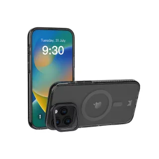 【MONOCOZZI】iPhone 16 Pro Max 磁吸金屬鏡頭支架防摔保護殼-透明/炭灰(支援MagSafe功能)