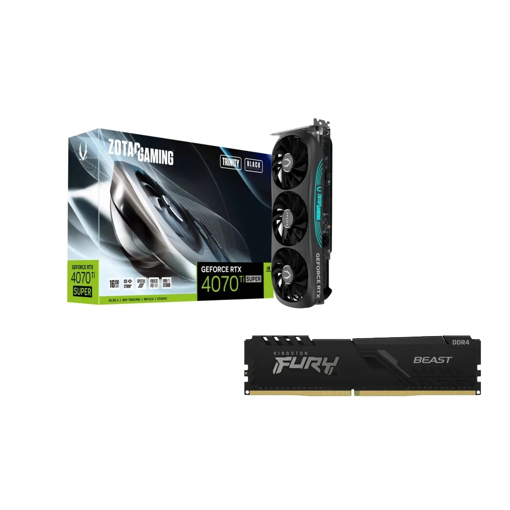 【ZOTAC 索泰】搭金士頓16GB★GAMING RTX 4070 Ti SUPER Trinity OC 16GB GDDR6X 顯示卡(黑色)