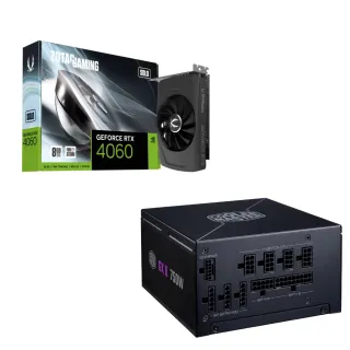 【ZOTAC 索泰】RTX4060+750W組合★ RTX 4060 8GB顯示卡+酷碼 金牌750W電源供應器(卡+電源)