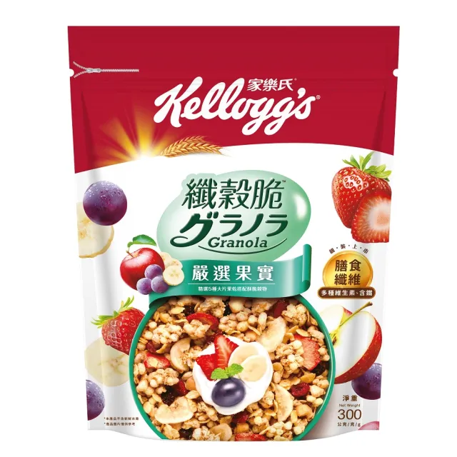 【家樂氏Kelloggs】纖穀脆口味任選x5包水果麥片(榛果可可/鮮摘草莓/黑巧/果實/超莓/堅果/Light/燕麥)