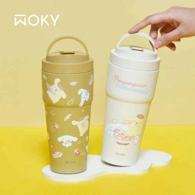 WOKY 沃廚 三麗鷗聯名_渾圓杯 鈦陶瓷款 770ml-附彈跳&矽膠粗吸管(布丁狗/大耳狗/隨行杯/保冰保溫)