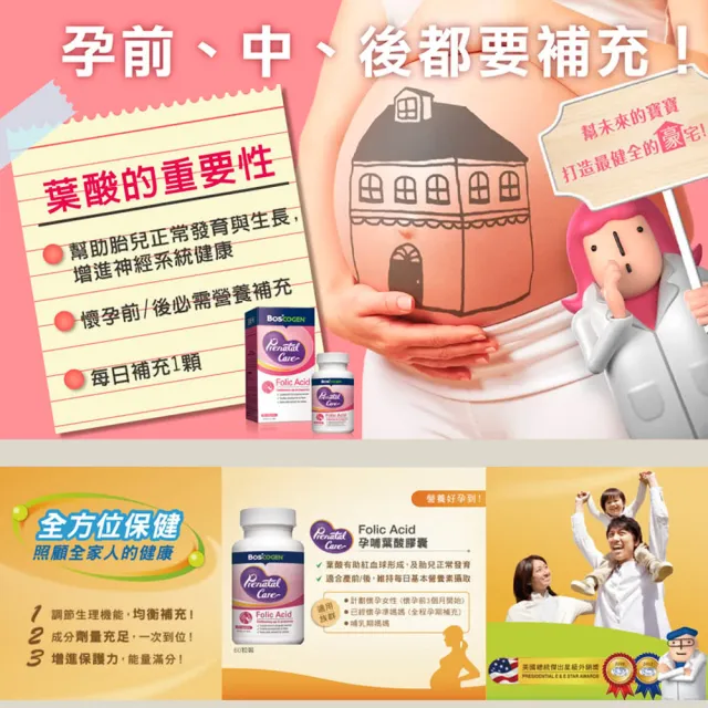 【Boscogen 百仕可】孕哺葉酸膠囊60粒/瓶(孕婦專用葉酸)