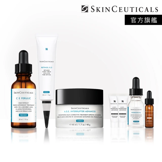 Skin Ceuticals 修麗可 頂級光采逆齡組★CE緊緻修護抗氧化精華+0.3 A醇抗痕新生精華乳+AGE活膚緊緻霜_Ca