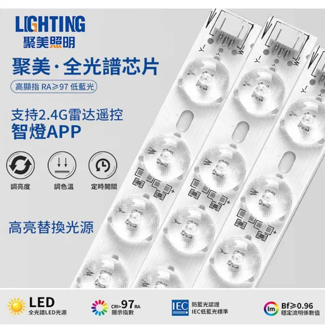 【聚美照明】吸頂燈 木紋 app三色無極調光 60CM 8000lm 智能高亮款(臥室兒童燈/客廳燈/防藍光護眼燈)